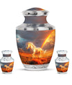 Horse Theme Large Urn With 2 Keepsake Urn