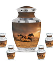 Horse Theme Large Urn With 4 Keepsake Urn