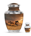 Horse Theme Large Urn With 1 Keepsake Urn