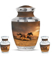 Horse Theme Large Urn With 2 Keepsake Urn