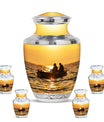 Fishing Theme Large Urn With 4 Keepsake Urn