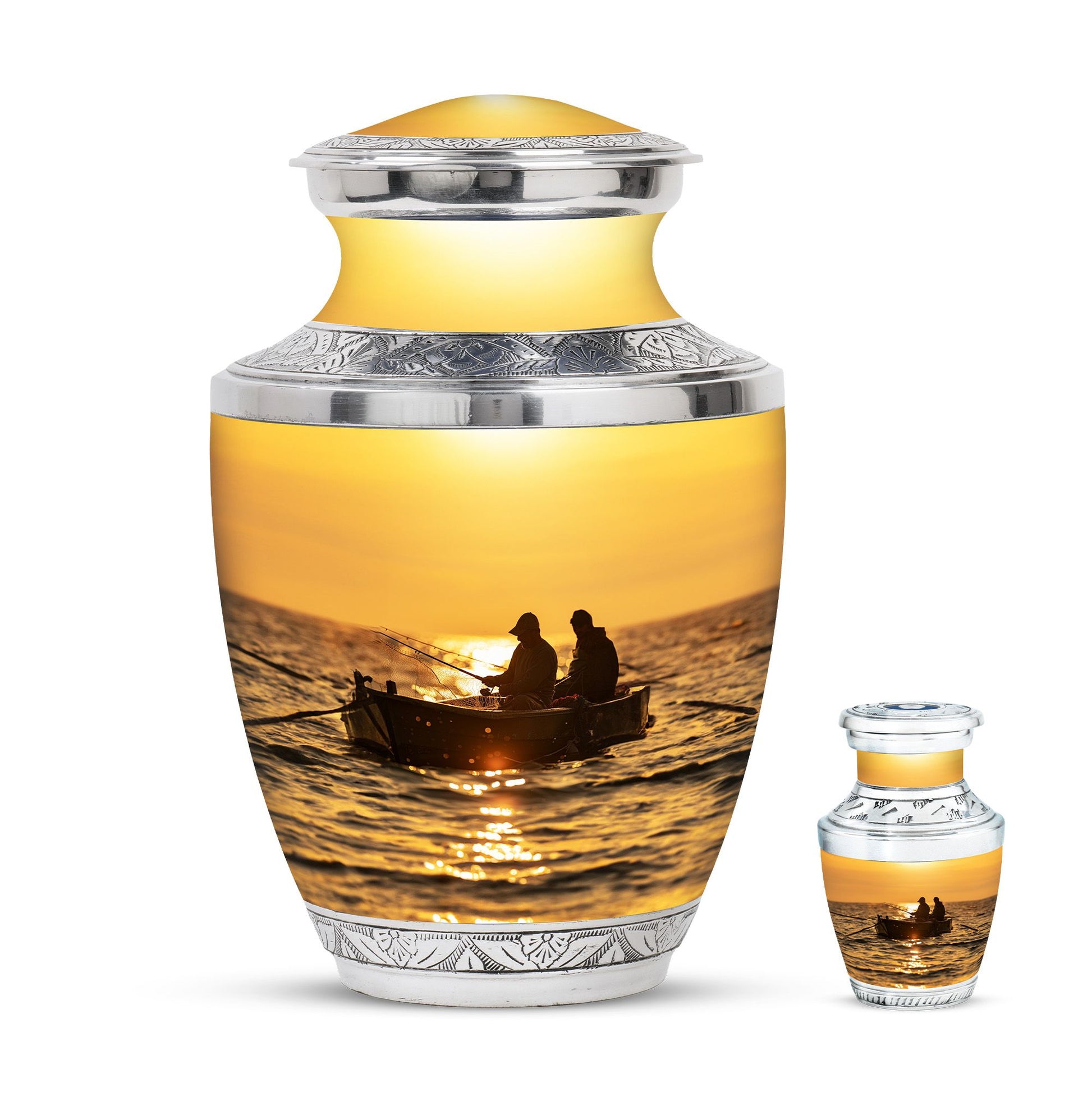 Fishing Theme Large Urn With 1 Keepsake Urn