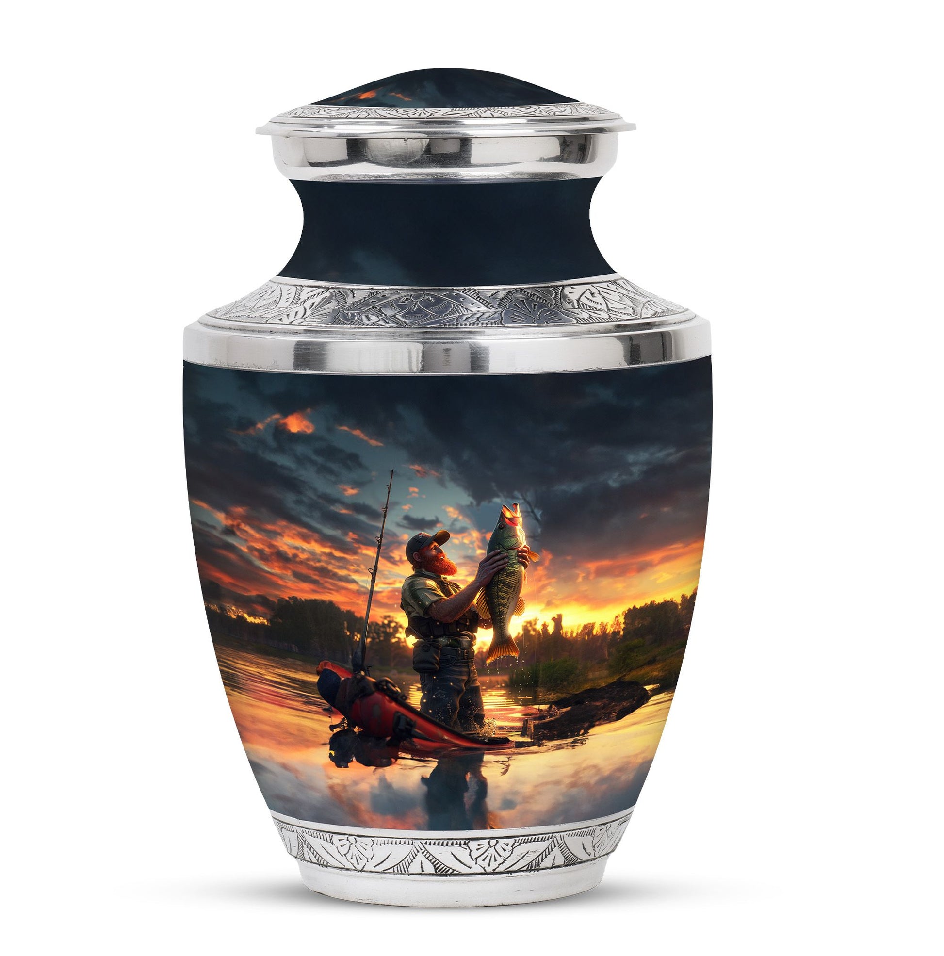 Fishing Theme Large Urn 10 Inch
