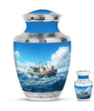 Fishing Theme Large Urn With 1 Keepsake Urn