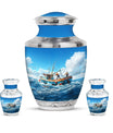 Fishing Theme Large Urn With 2 Keepsake Urn