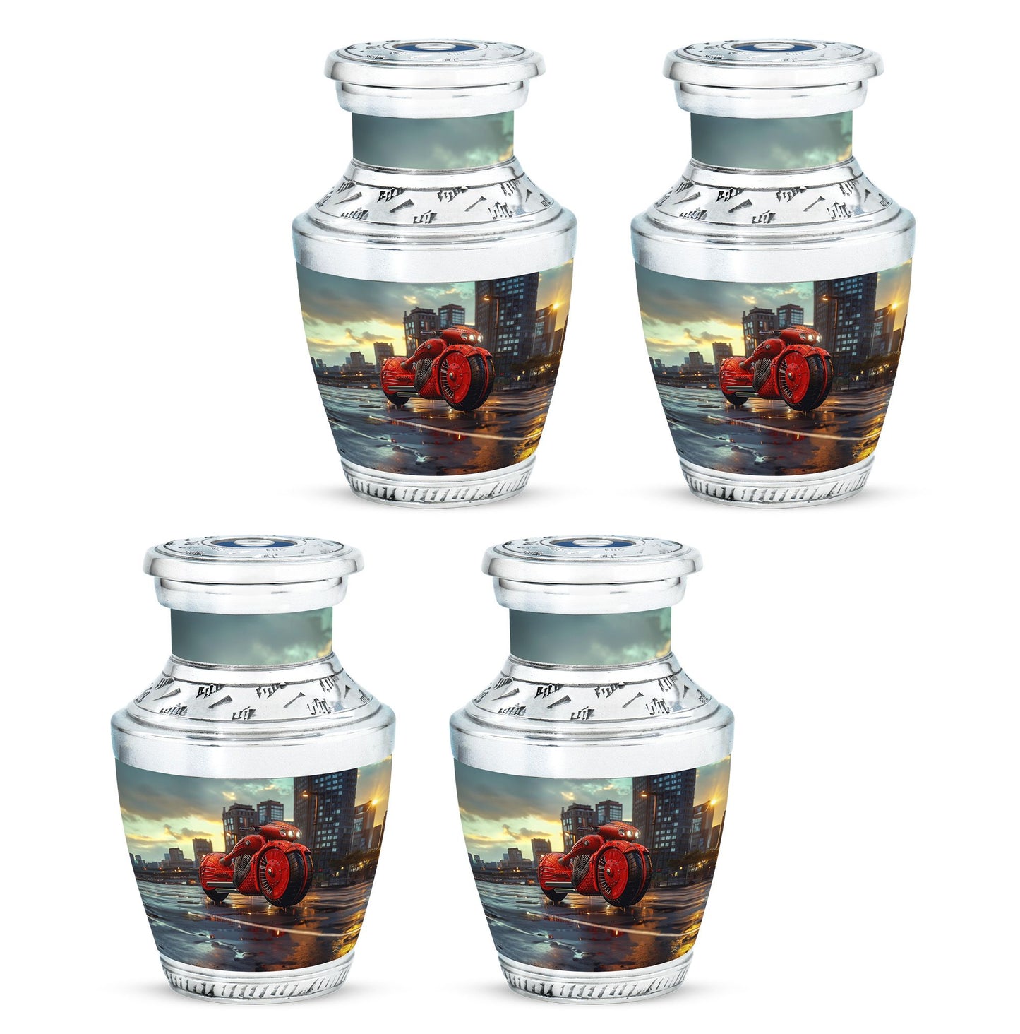 Motorcycle Theme 3 Inch Keepsake Pack of 4