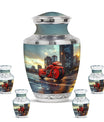 Motorcycle Theme Large Urn With 4 Keepsake Urn