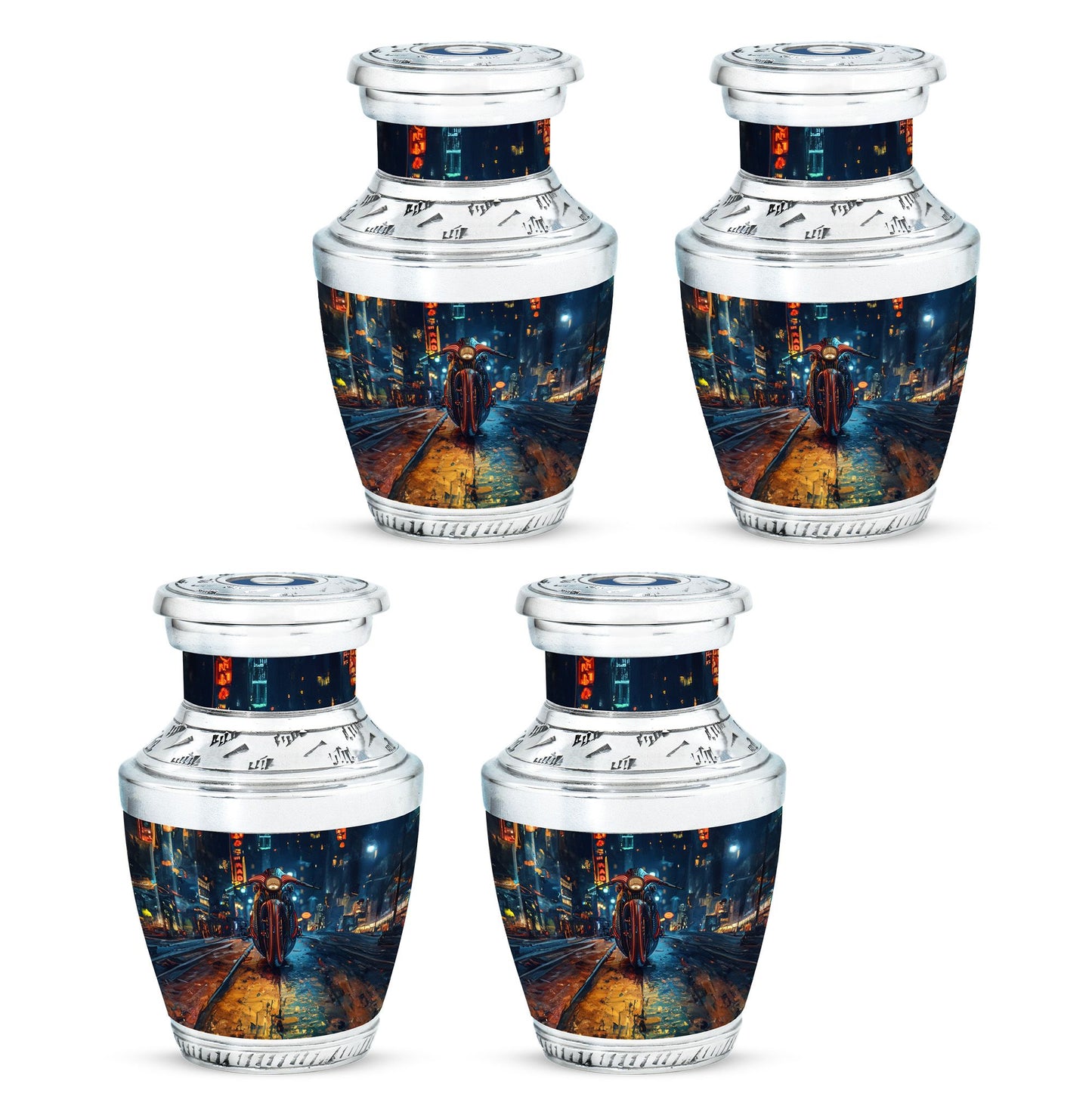 Motorcycle Theme 3 Inch Keepsake Pack of 4
