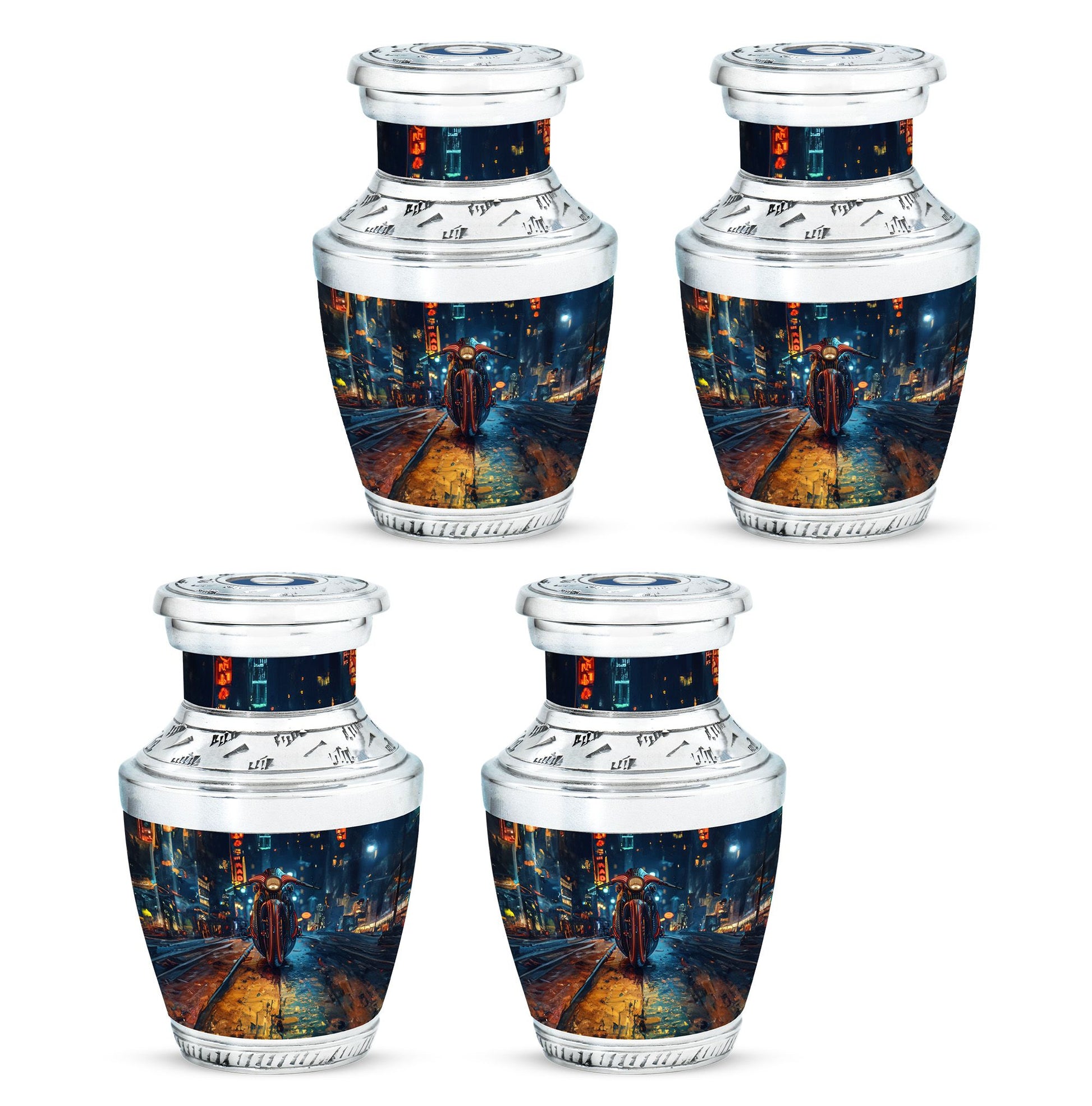 Motorcycle Theme 3 Inch Keepsake Pack of 4