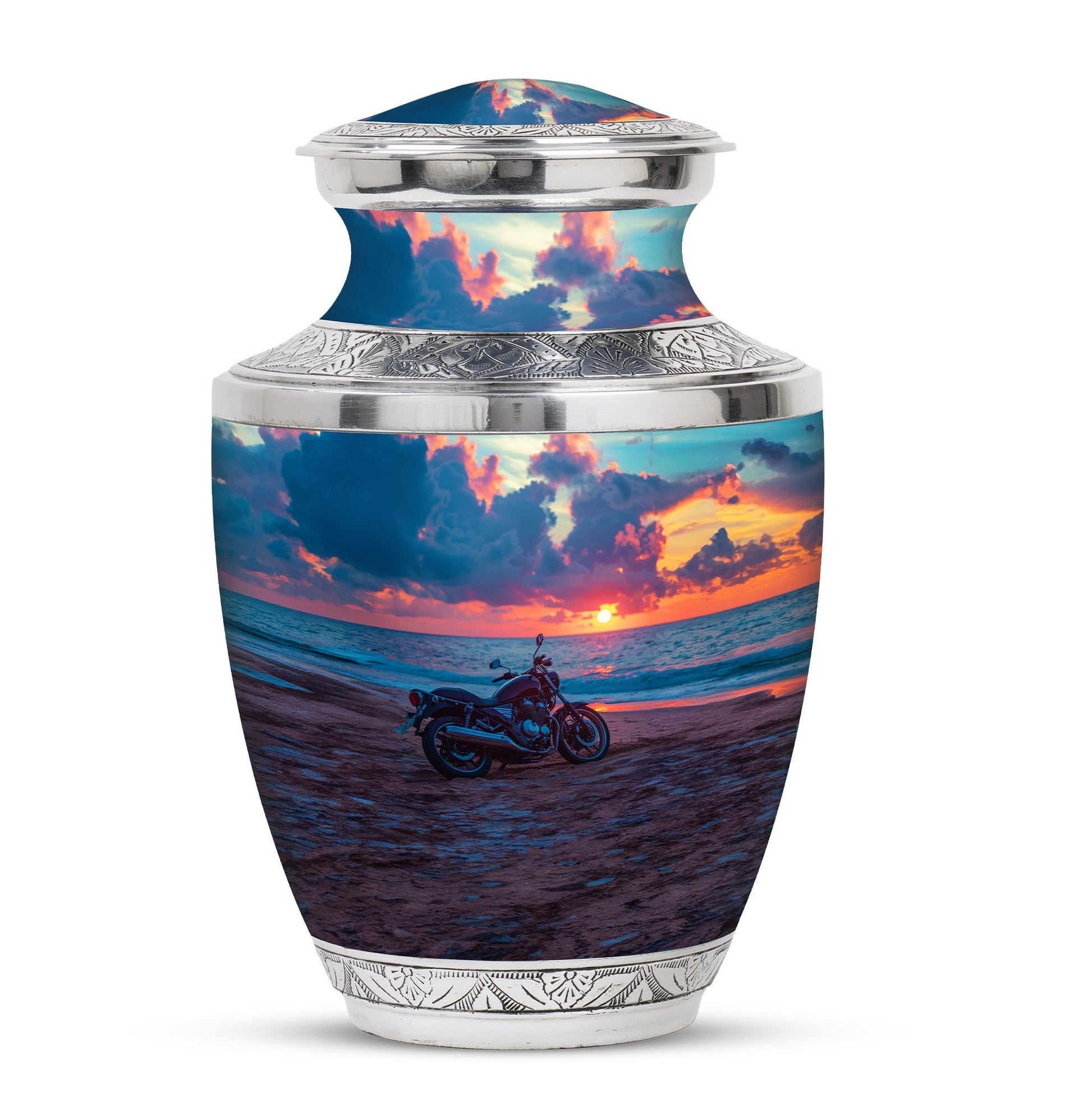 Motorcycle Theme Large Urn 10 Inch