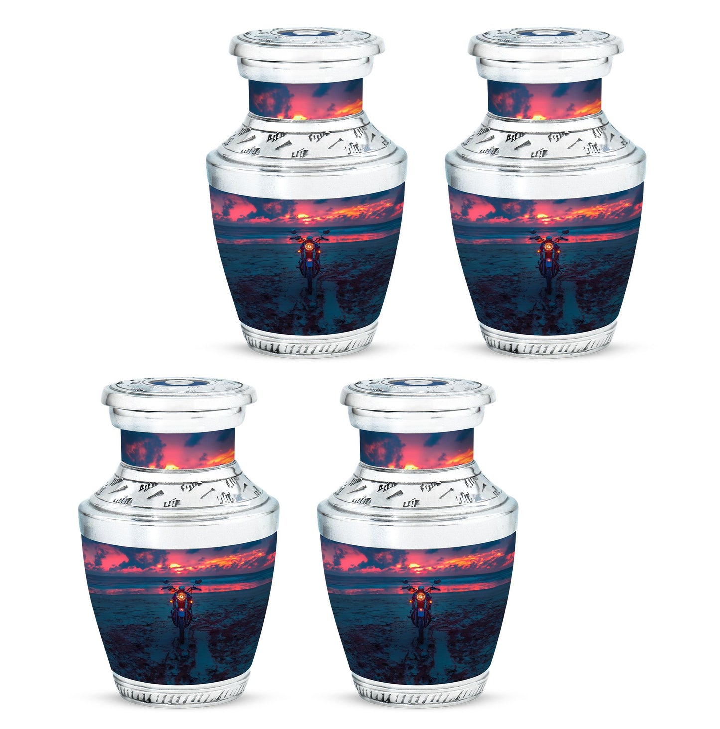 Motorcycle Theme 3 Inch Keepsake Pack of 4