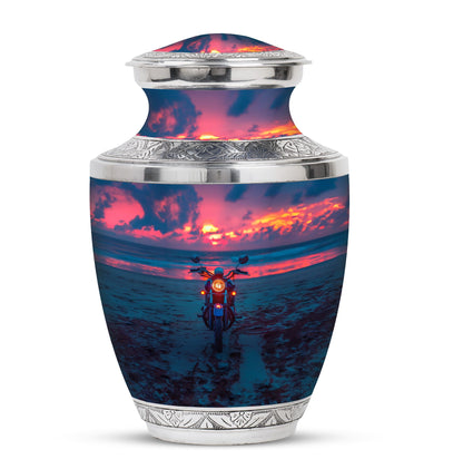Motorcycle Theme Large Urn 10 Inch