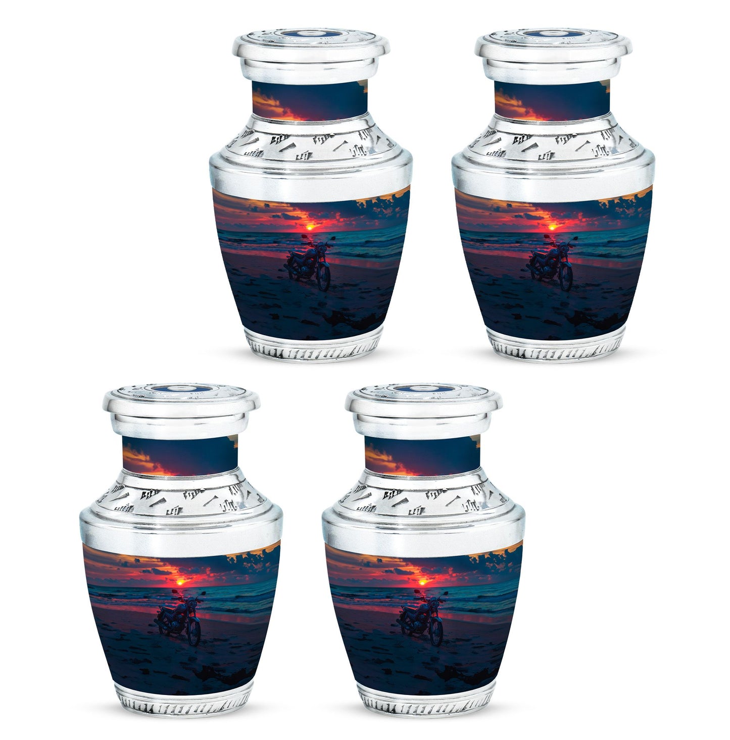 Motorcycle Theme 3 Inch Keepsake Pack of 4