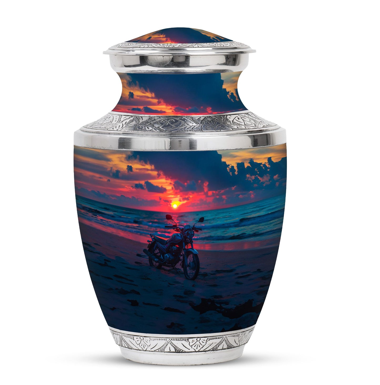 Motorcycle Theme Large Urn 10 Inch