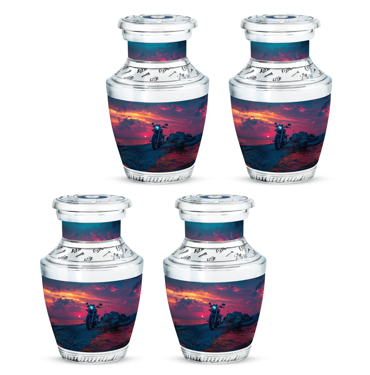 Motorcycle Theme 3 Inch Keepsake Pack of 4