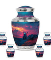 Motorcycle Theme Large Urn With 4 Keepsake Urn