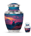 Motorcycle Theme Large Urn With 1 Keepsake Urn