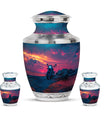 Motorcycle Theme Large Urn With 2 Keepsake Urn