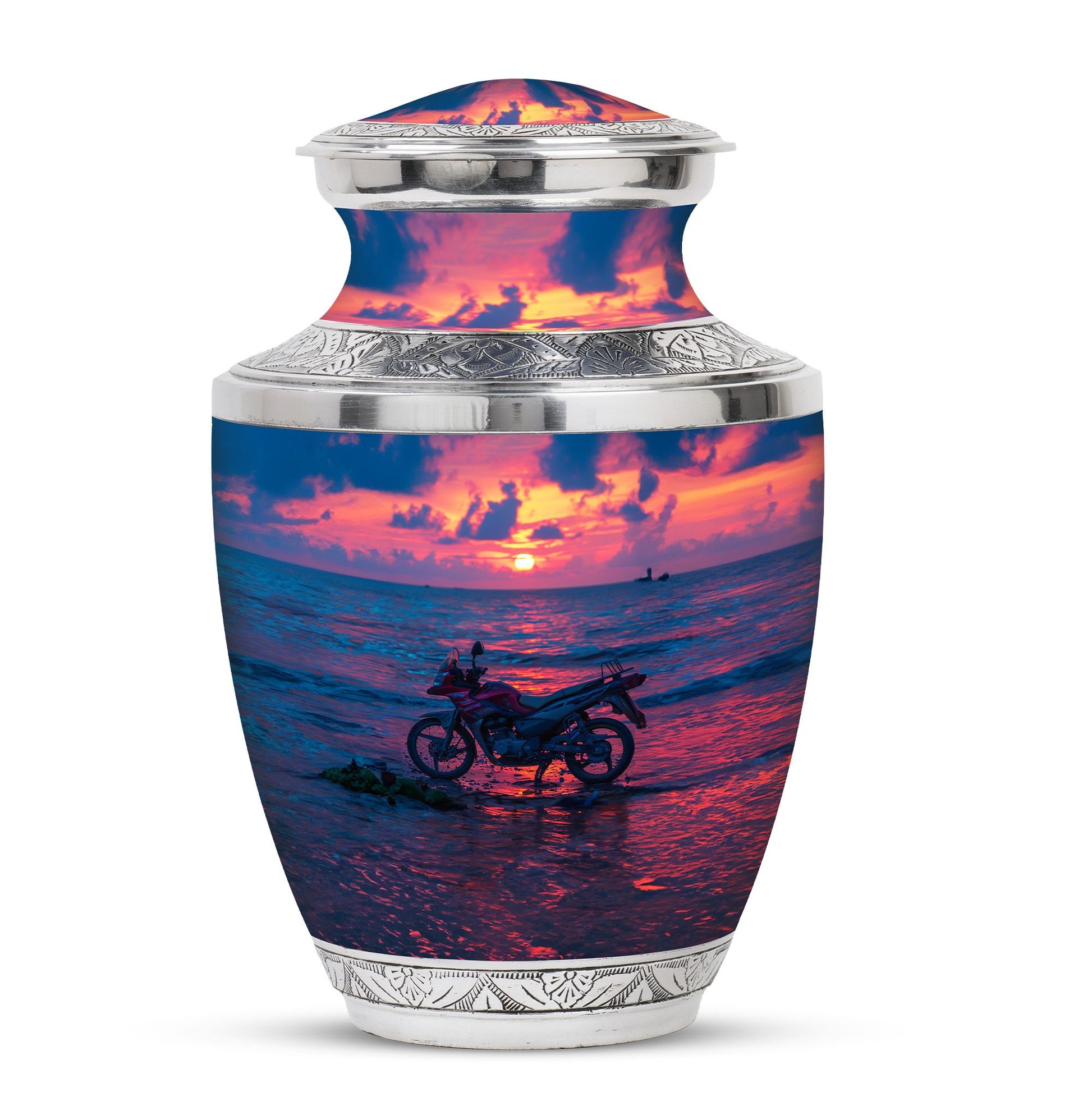 Motorcycle Theme Large Urn 10 Inch