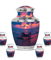 Motorcycle Theme Large Urn With 4 Keepsake Urn