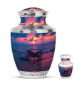Motorcycle Theme Large Urn With 1 Keepsake Urn