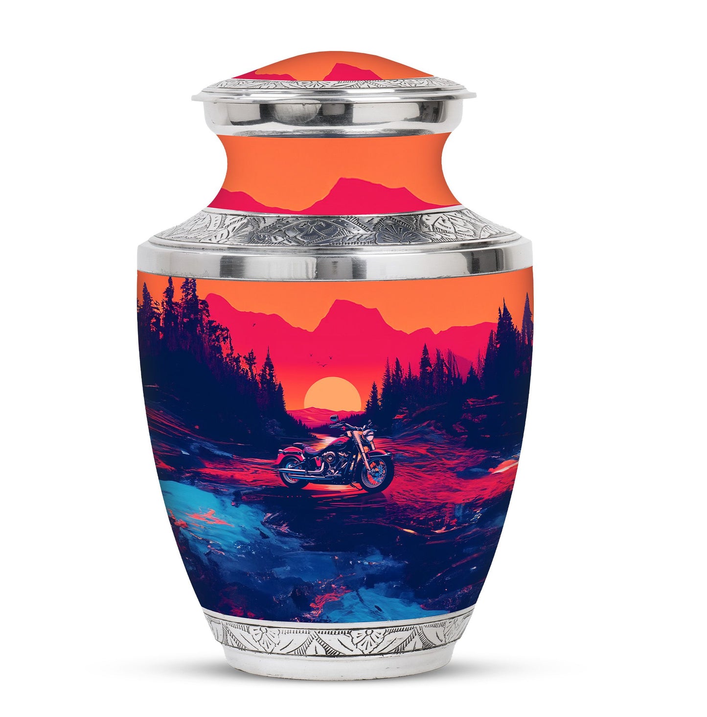 Motorcycle Theme Large Urn 10 Inch
