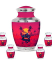 Motorcycle Theme Large Urn With 4 Keepsake Urn