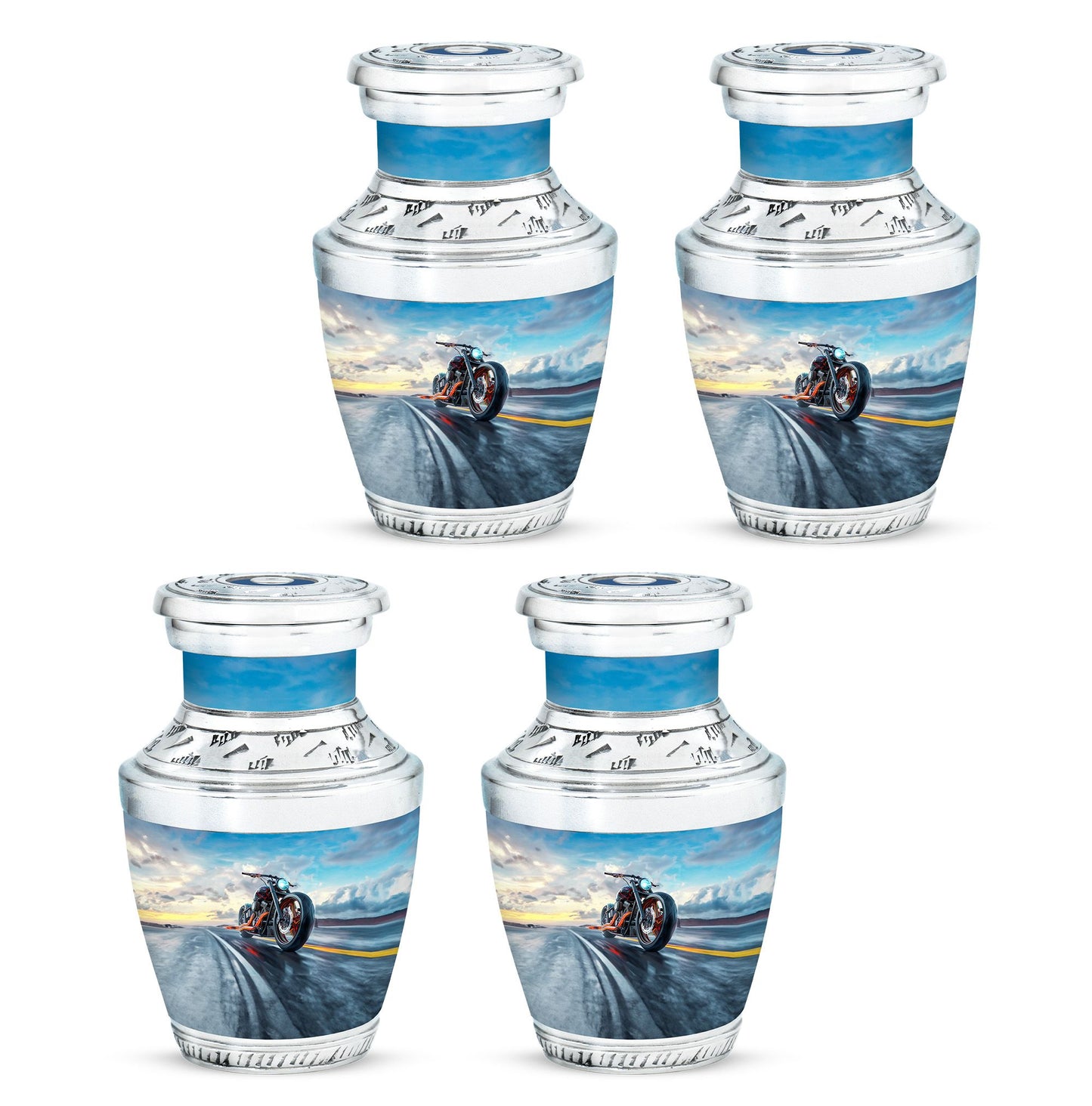 Motorcycle Theme 3 Inch Keepsake Pack of 4