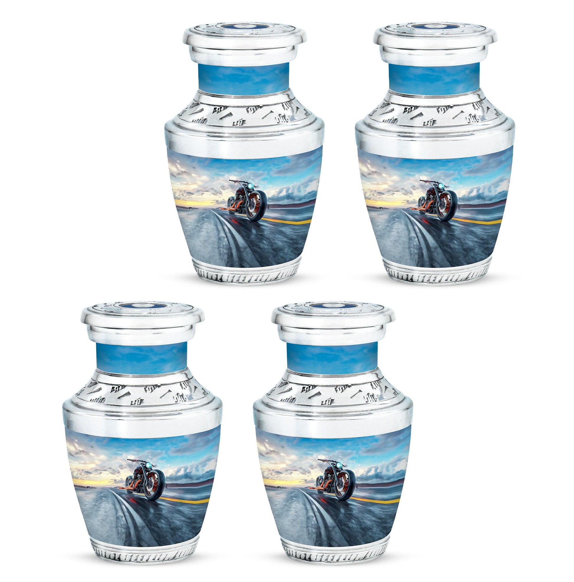 Motorcycle Theme 3 Inch Keepsake Pack of 4