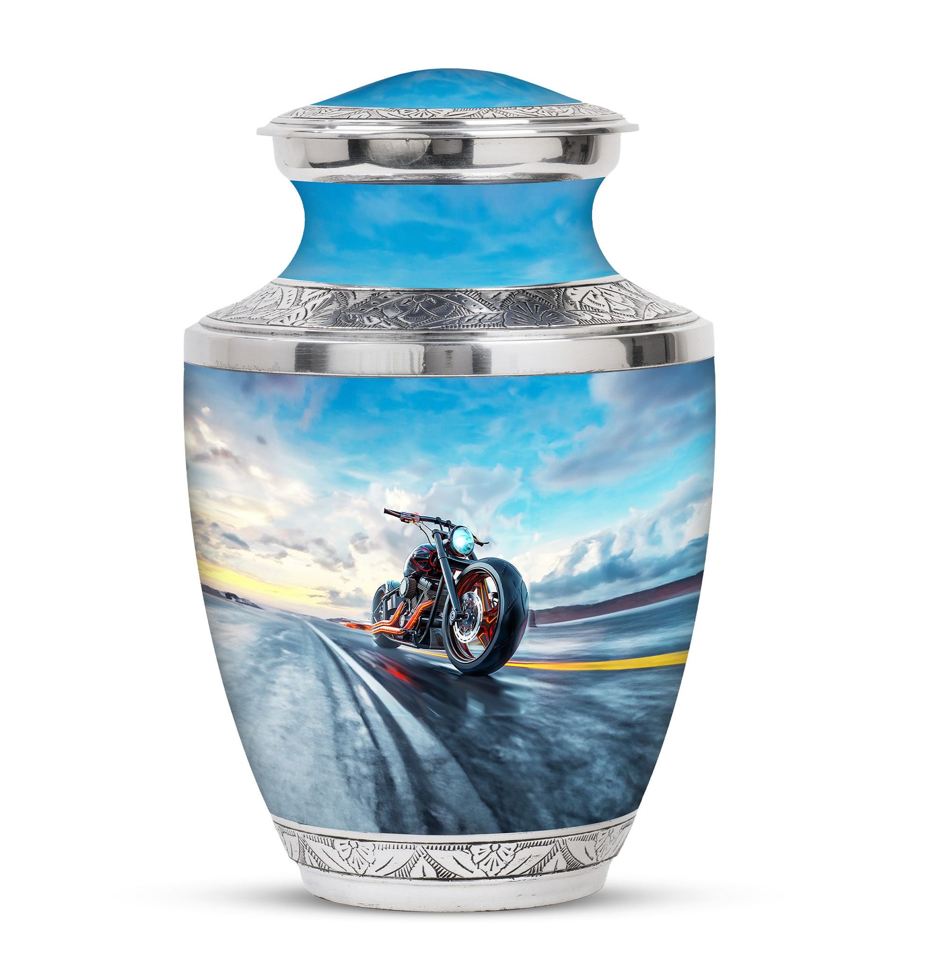 Motorcycle Theme Large Urn 10 Inch