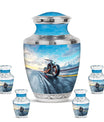 Motorcycle Theme Large Urn With 4 Keepsake Urn