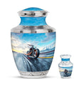 Motorcycle Theme Large Urn With 1 Keepsake Urn