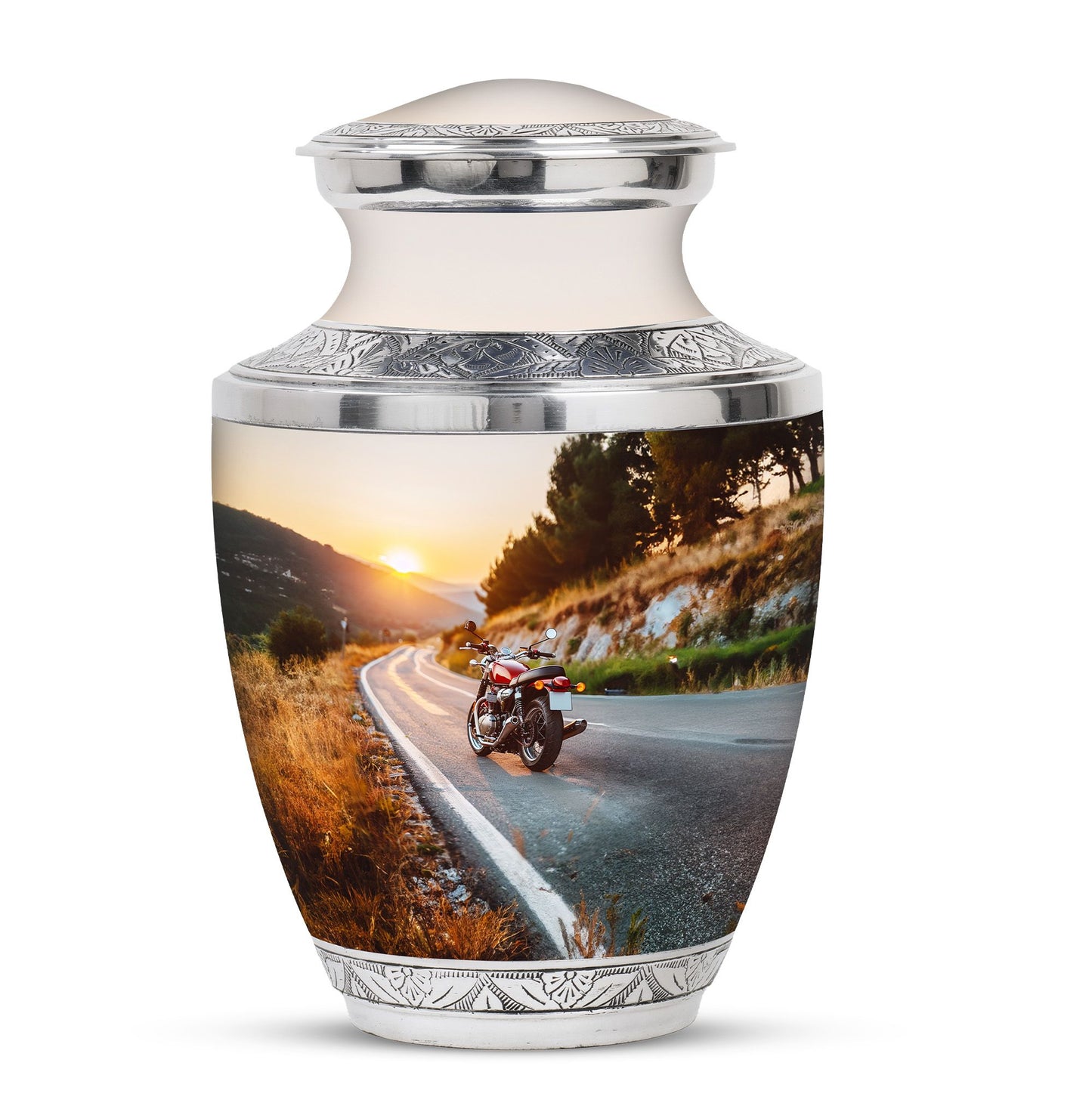 Motorcycle Theme Large Urn 10 Inch