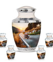 Motorcycle Theme Large Urn With 4 Keepsake Urn