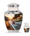 Motorcycle Theme Large Urn With 1 Keepsake Urn