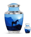 Horse Theme Large Urn With 1 Keepsake Urn