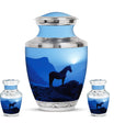 Horse Theme Large Urn With 2 Keepsake Urn
