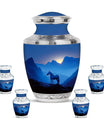 Horse Theme Large Urn With 4 Keepsake Urn