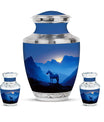 Horse Theme Large Urn With 2 Keepsake Urn