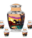 Horse Theme Large Urn With 4 Keepsake Urn