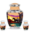 Horse Theme Large Urn With 2 Keepsake Urn