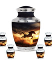 Horse Theme Large Urn With 4 Keepsake Urn