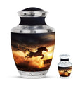 Horse Theme Large Urn With 1 Keepsake Urn
