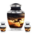 Horse Theme Large Urn With 2 Keepsake Urn