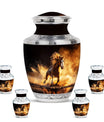 Horse Theme Large Urn With 4 Keepsake Urn