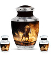 Horse Theme Large Urn With 2 Keepsake Urn