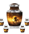 Horse Theme Large Urn With 4 Keepsake Urn