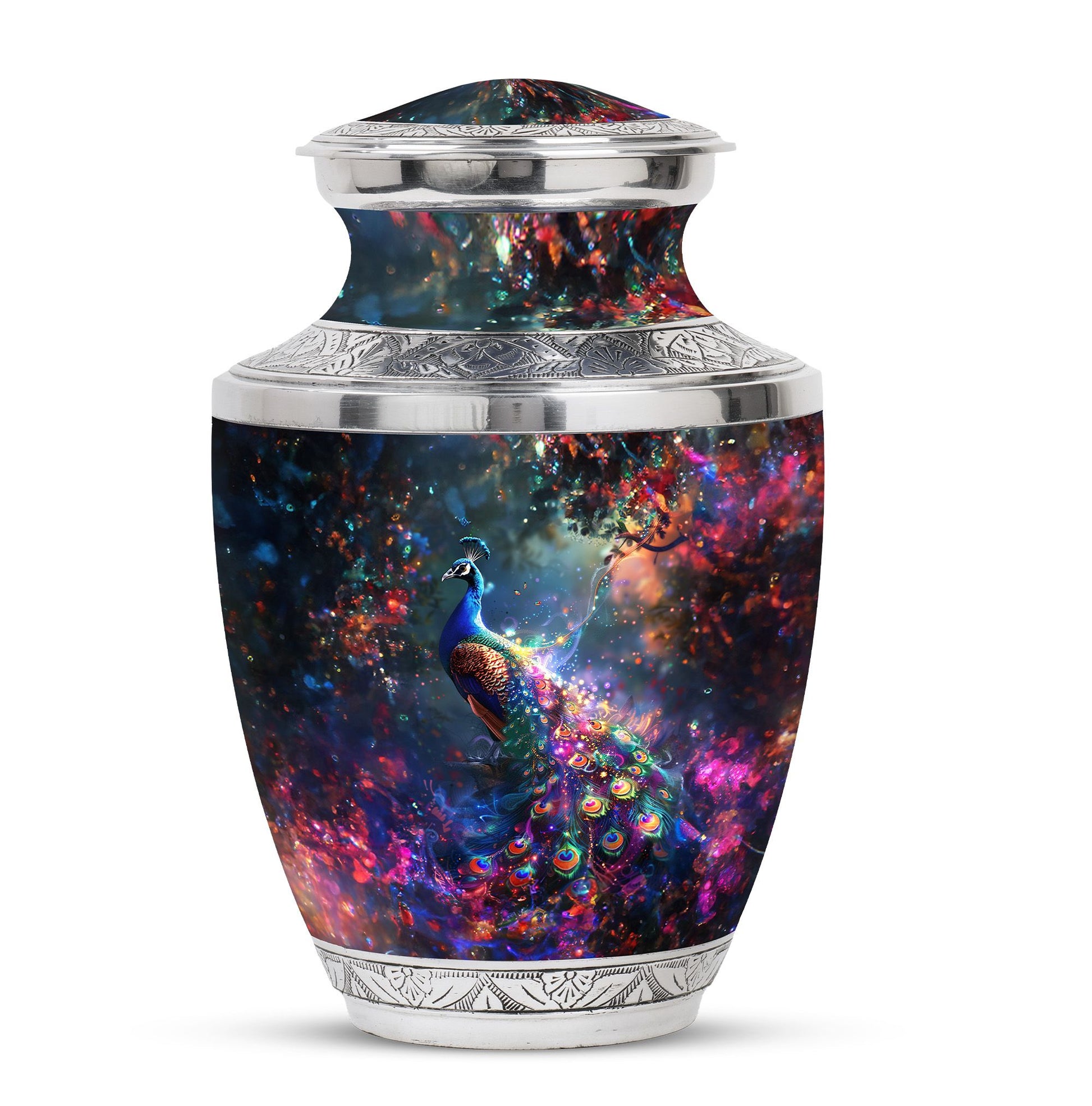 Peacock Theme Large Urn 10 Inch