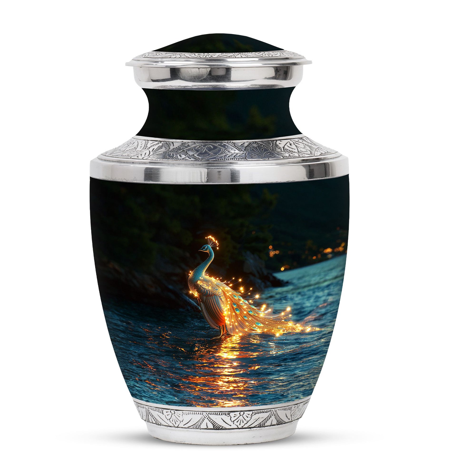 Peacock Theme Large Urn 10 Inch
