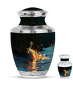 Peacock Theme Large Urn With 1 Keepsake Urn